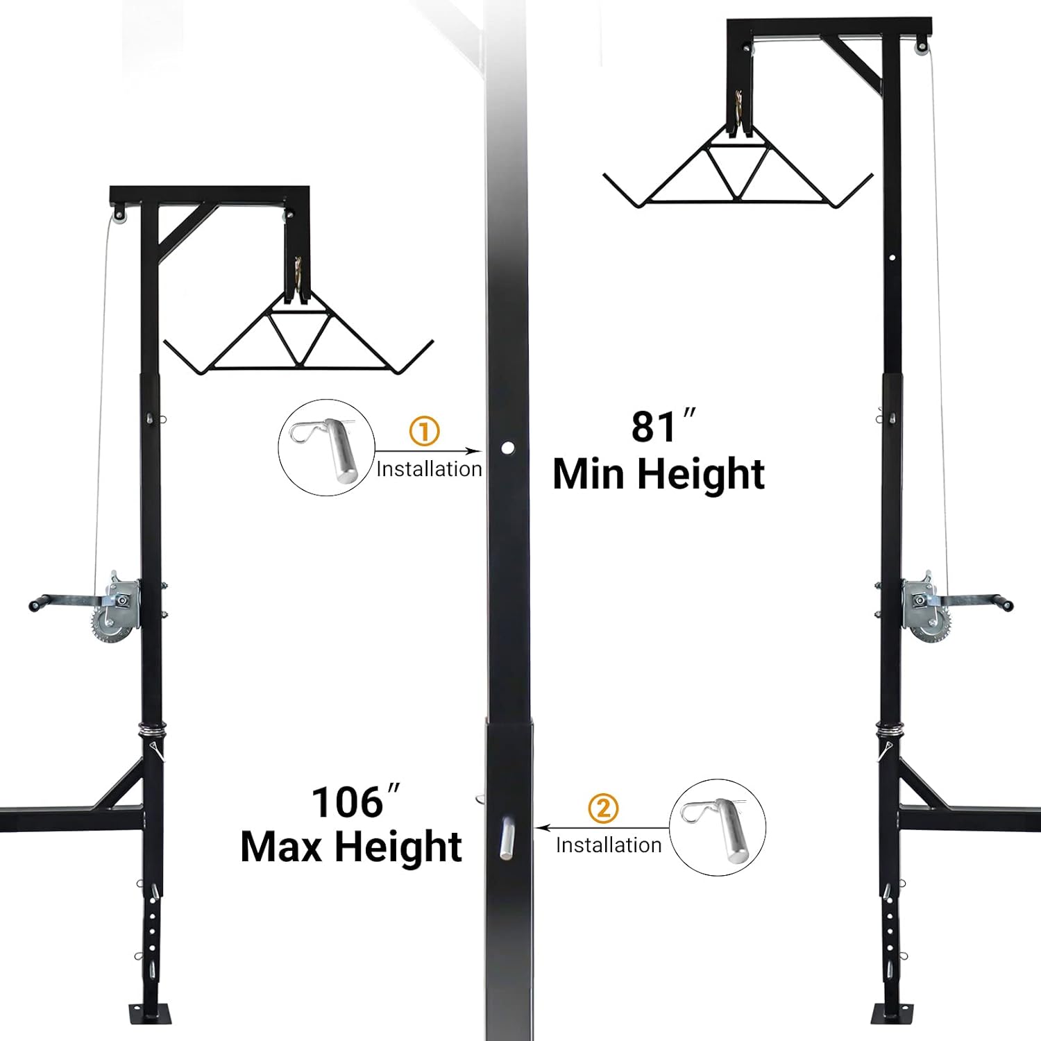 Truck Hitch Game Hoist & Gambrel - 500lbs with 360 Degree Swivel - Complete Hoist Kit (Included Winch/Gambrel)