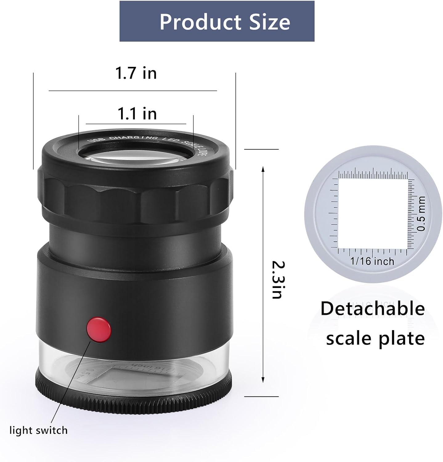 30X Loupe Magnifier Eye Loops Magnifying Glass Jewelry Coin Supplies | 30X,USB rechargeable,8 lights,portable,eye