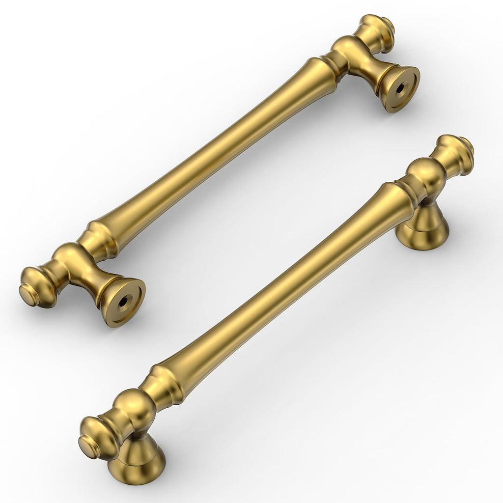 10 Pack Zinc Alloy Vibrant Brushed Moderne Brass Cabinet Pulls 5"