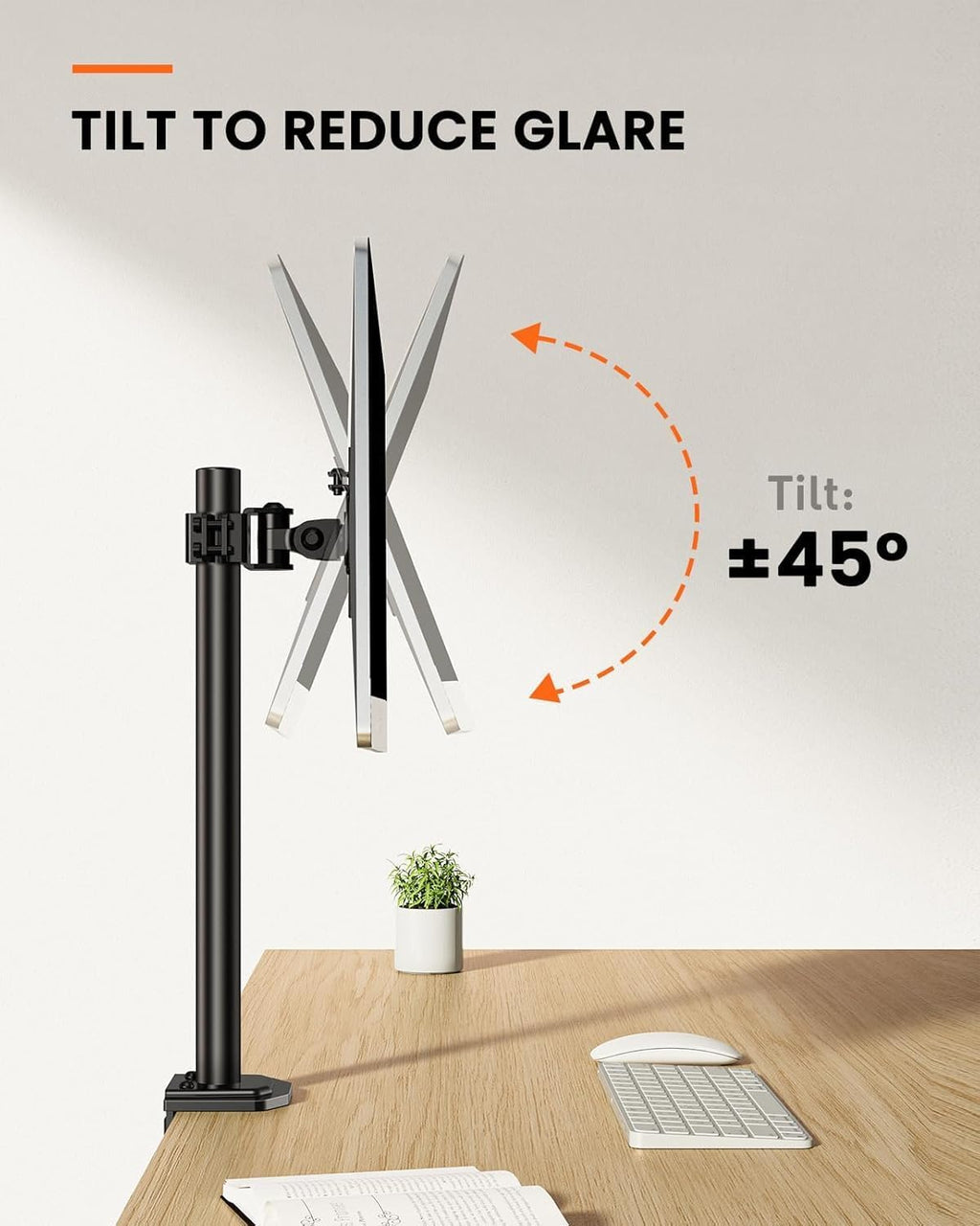 Single Monitor Mount for 13-32 Inch Screens,17.6 lbs Capacity | Steel pole design,tilt, swivel, rotation,cable