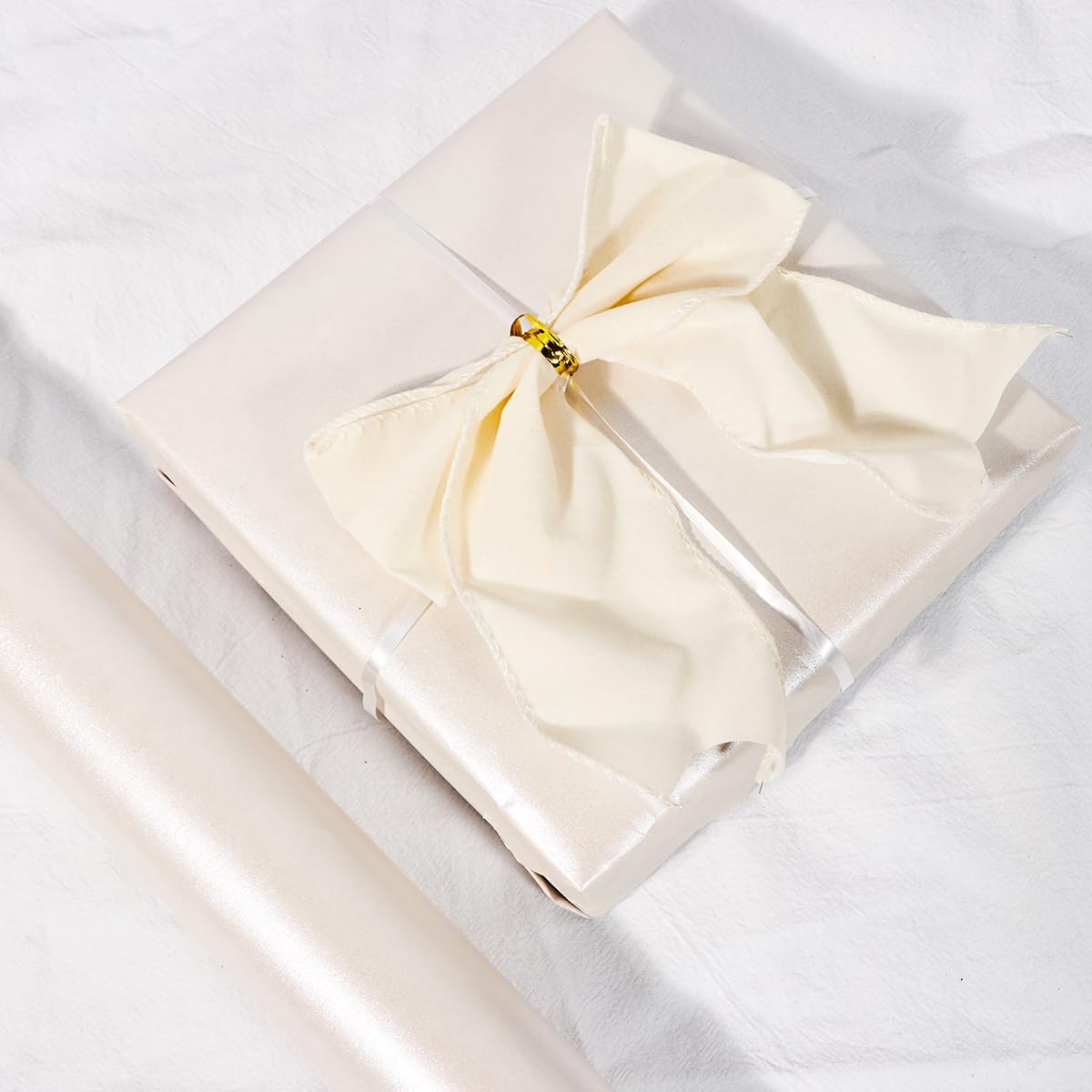 Off White Kraft Wrapping Paper Roll,Reversible Beige Wrapping Paper,Pearly-Lustre Solid Color Gift Wrap for