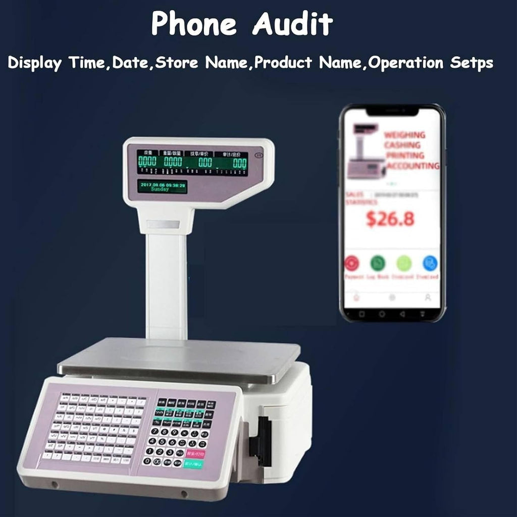 Electronic Price Computing Scale with Thermal Printer, Digital Weighing & Label Printing Scale for Supermarkets