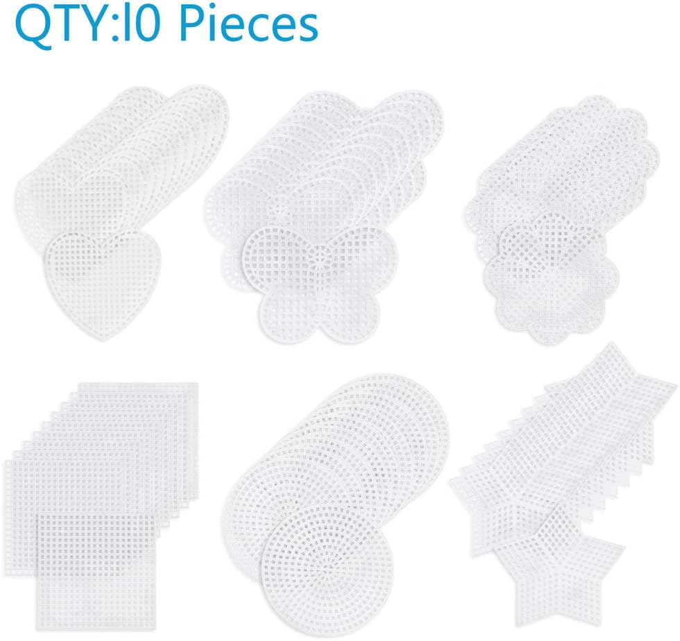 60-Piece Mesh Plastic Canvas Kit - 6 Shapes, 3-Inch Clear Canvas, 12 Colors Acrylic Yarn and Tools for Embroidery