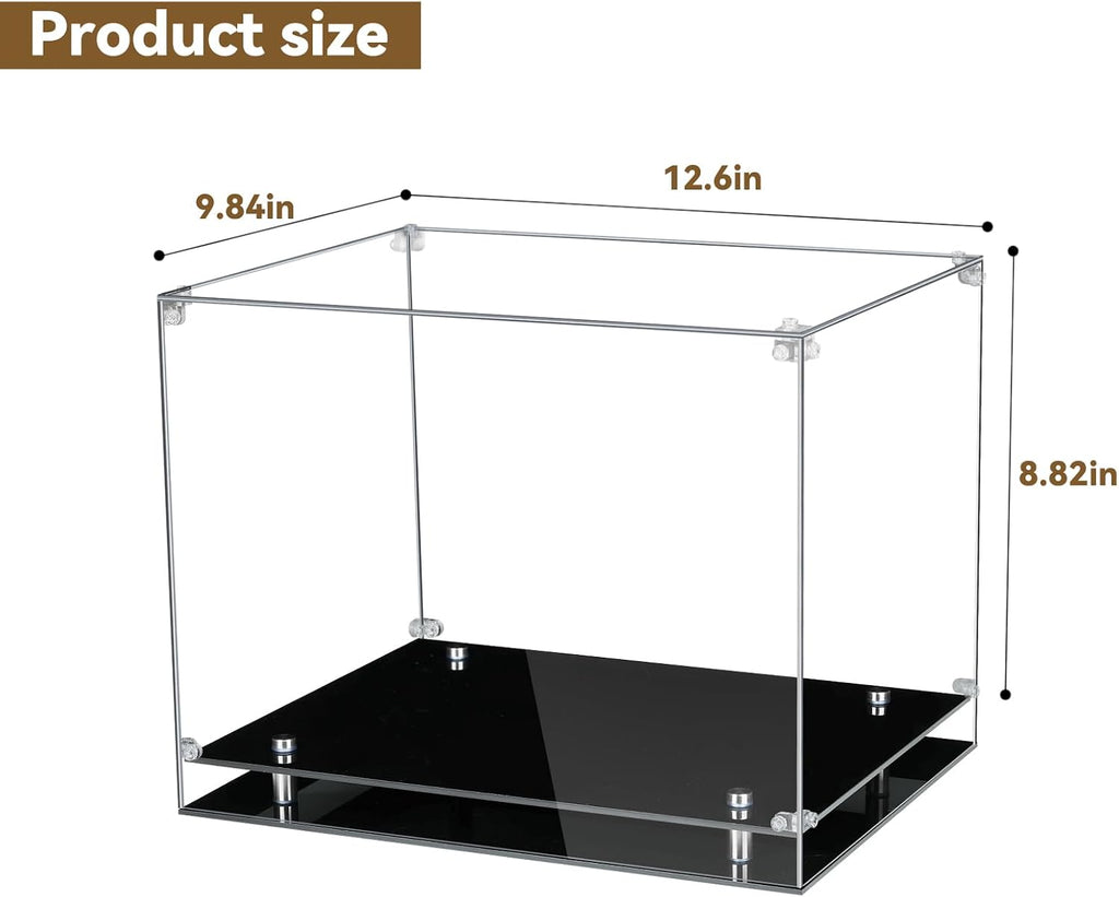 Baseball Glove Display Case with Gold Riser Stand and Black Base | Clear Acrylic Showcase for Baseball Gloves