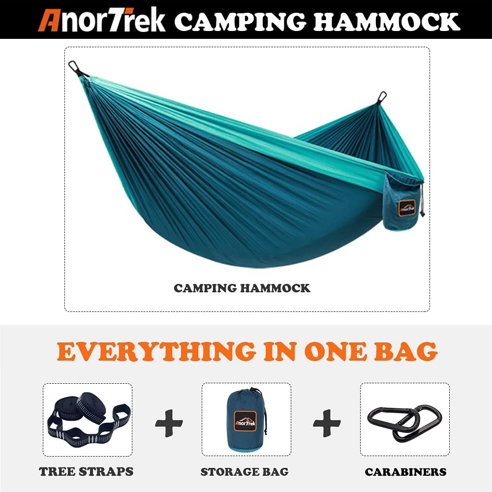 Camping Hammock, Super Lightweight Portable Parachute Hammock with Two Tree Straps Single or Double Nylon Travel Tree