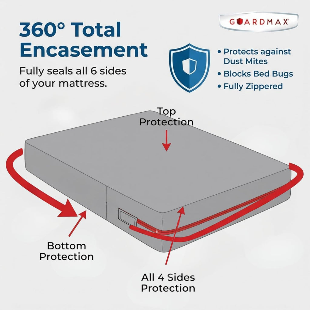 Queen Mattress Protector Zippered, Bed Bug Mattress Cover | Waterproof, Dust Mite Proof, 6-Sided, Soft Jersey Knit