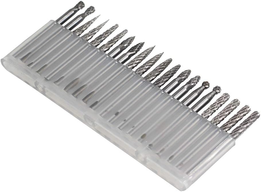 Carbide Burr Set JESTUOUS 1/8 Shank Diameter Double Cut 20pcs