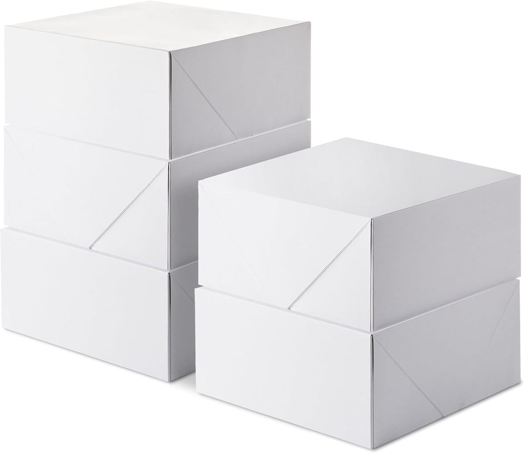 8" Square Gift Boxes with Lids, 5-Pack (White)
