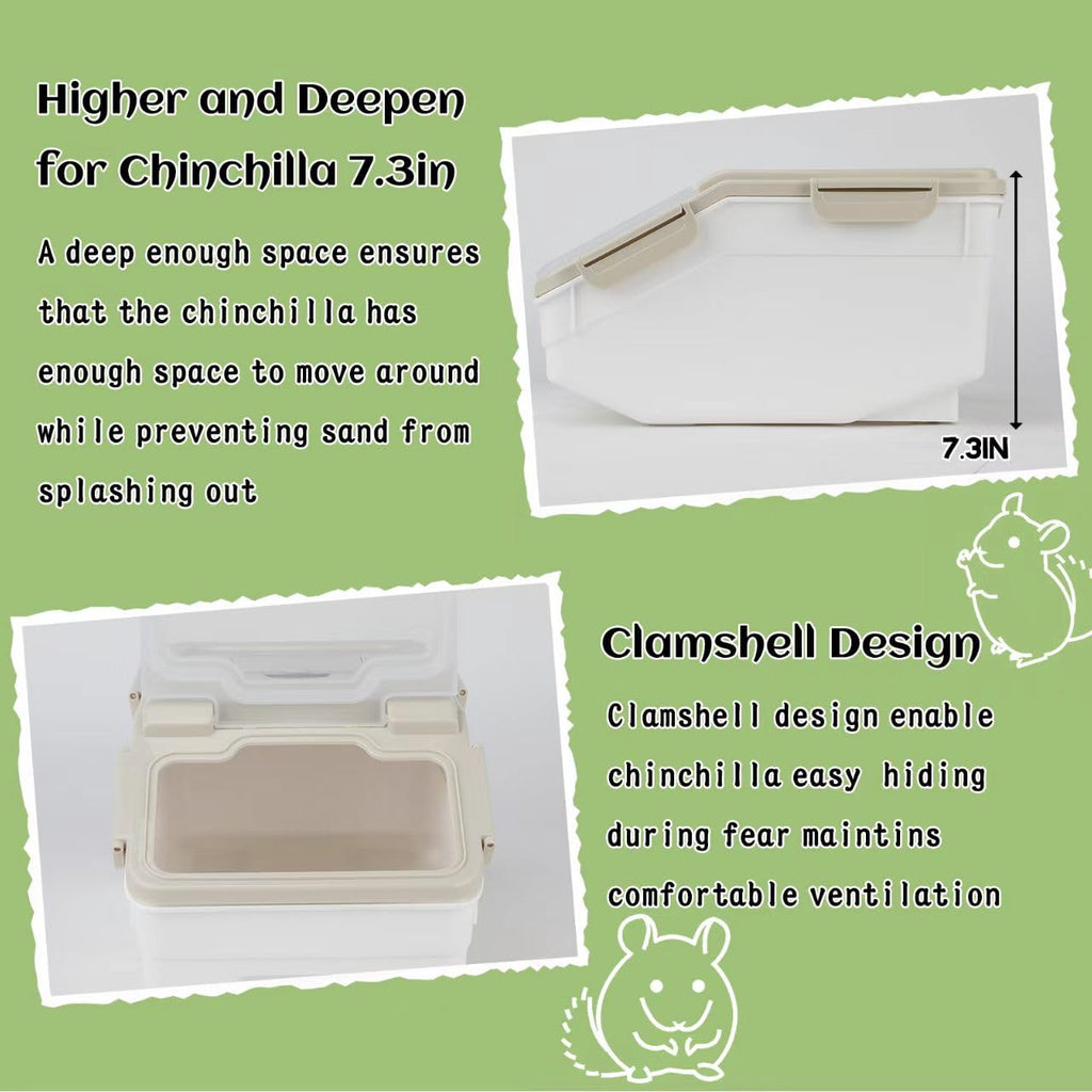Chinchilla Dust Bath Container Kit, Extra Large Plastic Bath House