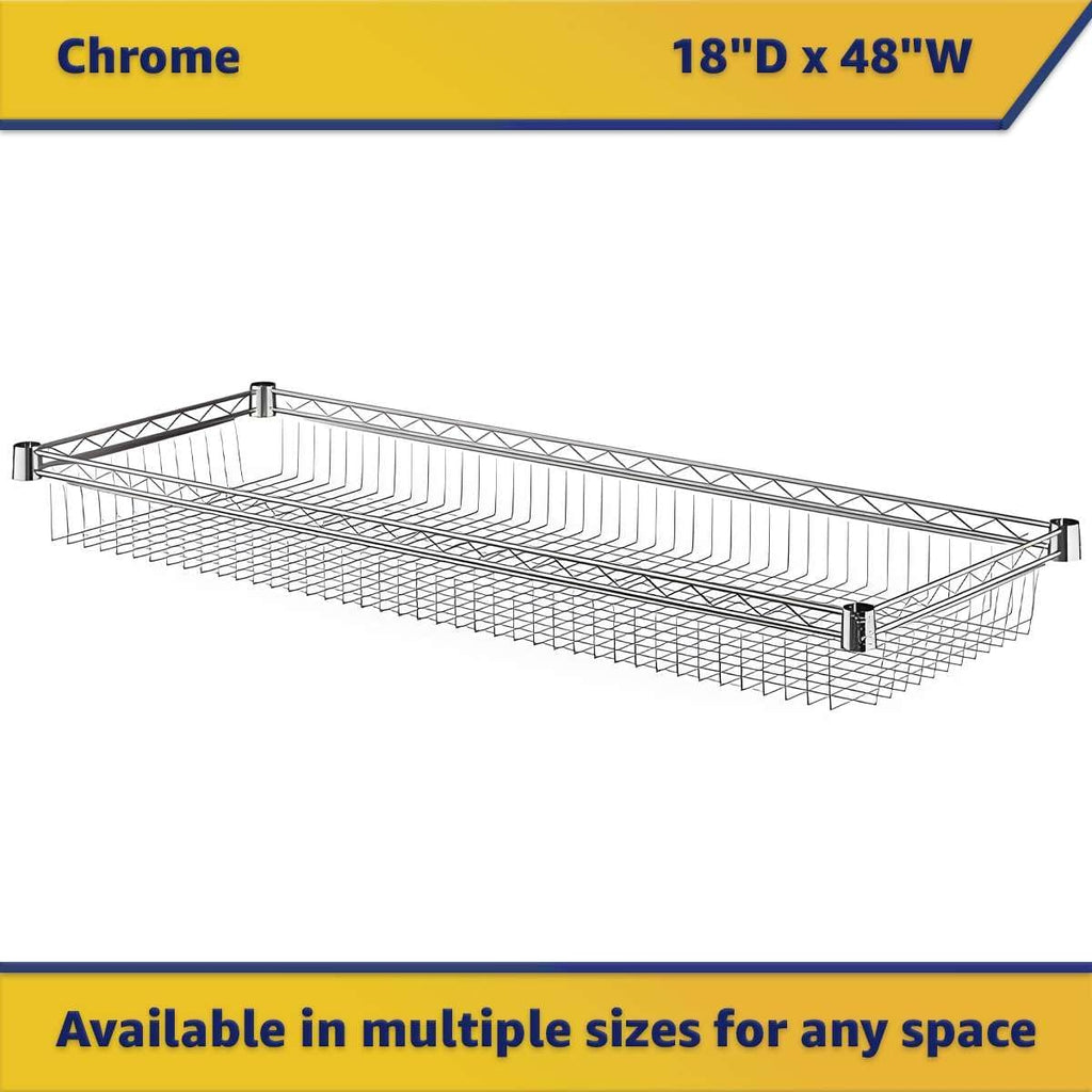 18" x 48" NSF Additional Wire Shelf Basket, Heavy Duty Replacement Chrome Shelf for Commercial Racks