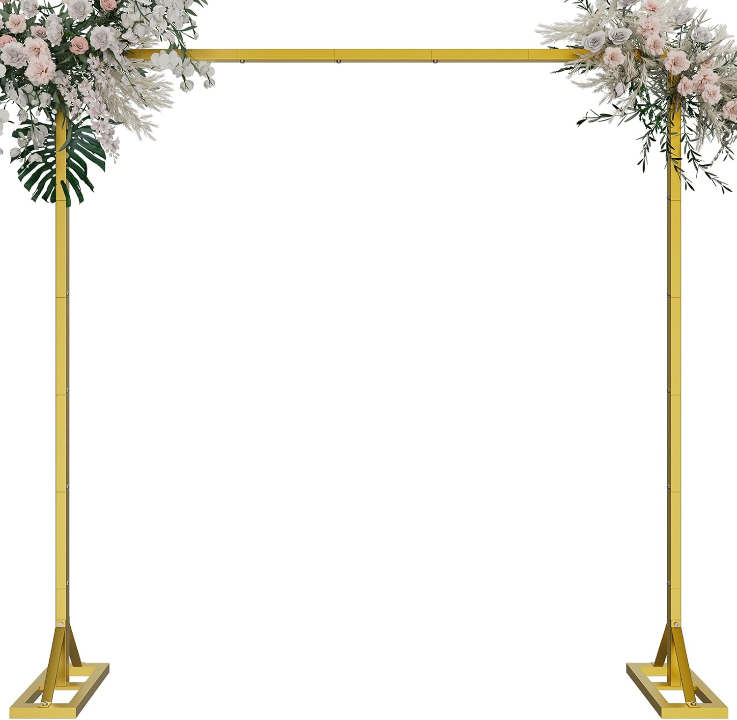 8.2FT Backdrop Stand, Square Wedding Arch & Balloon Stand, Gold
