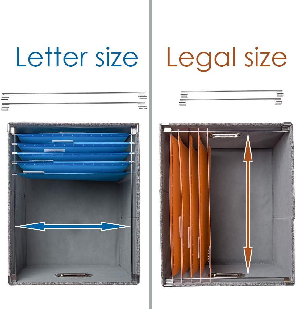 File Organizer Box - Set of 1 Collapsible Decorative Linen Filing Storage Hanging File Folders with Lids Office