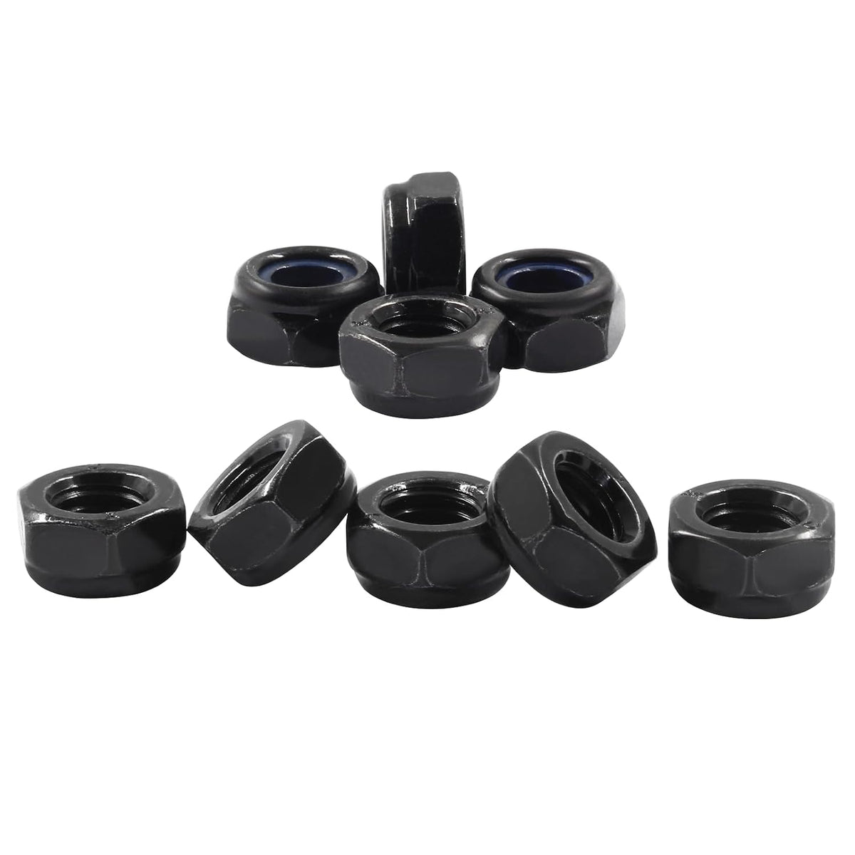 Hitefu M8 x 1.25mm Hex Lock Nuts, Black, 25PCS