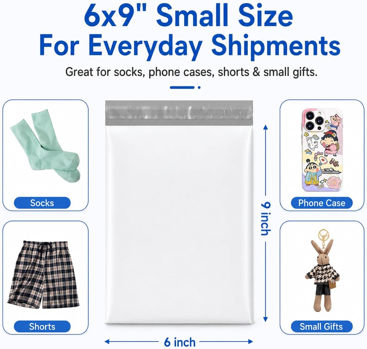 Poly Mailers 6x9" 1000Pcs White Small Shipping Bags for Business