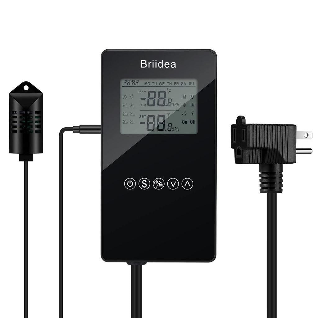 Humidity Controller, briidea Pre-Wired Humidistat Humidifier Dehumidifier with LCD Display High Accuracy Humidity
