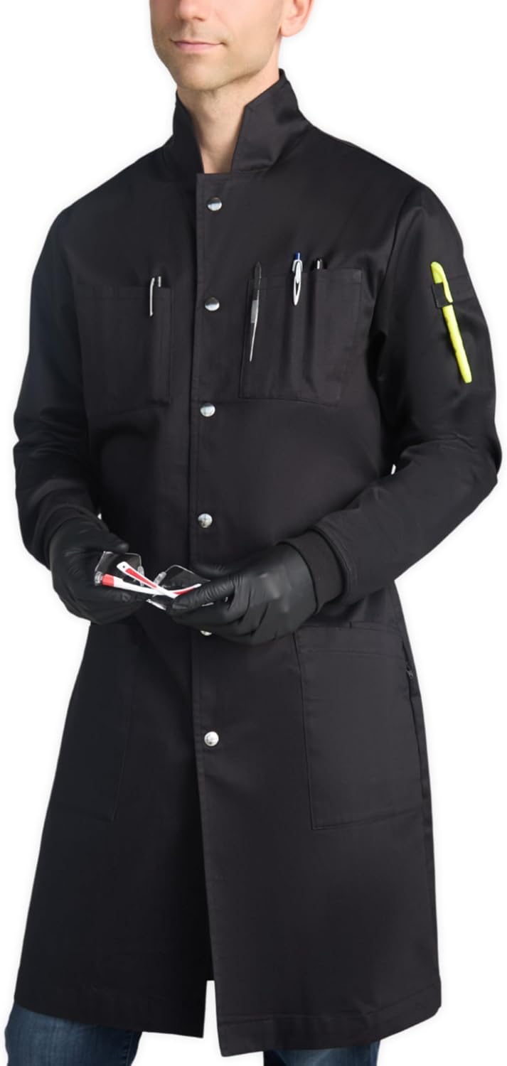 The Lab Coat Project: 100% Cotton Chemistry Men's 6-Pocket Long Cuffs Snaps