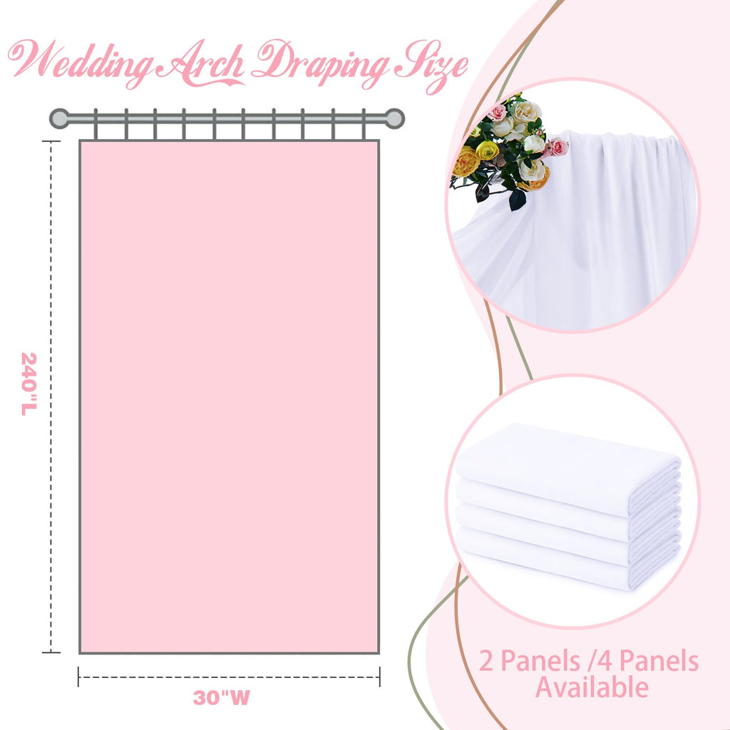 2 Panels Wedding Arch Draping Fabric White Sheer Drapes