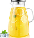 Glass Pitcher with Lid and Handle, Glass Water Pitchers, 1 Gallon