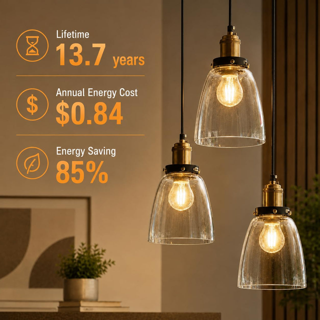 A19 Vintage Dimmable LED Light Bulbs, E26 Base 60W Equivalent, 6 Pack