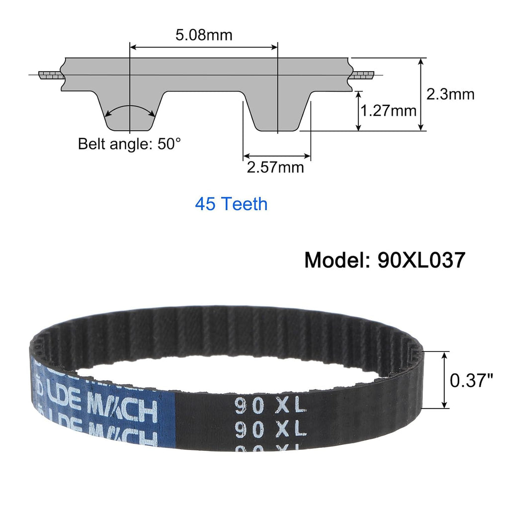 uxcell 2pcs 90XL 037 Timing Belt 45 Teeth Rubber Geared Cogged Belt