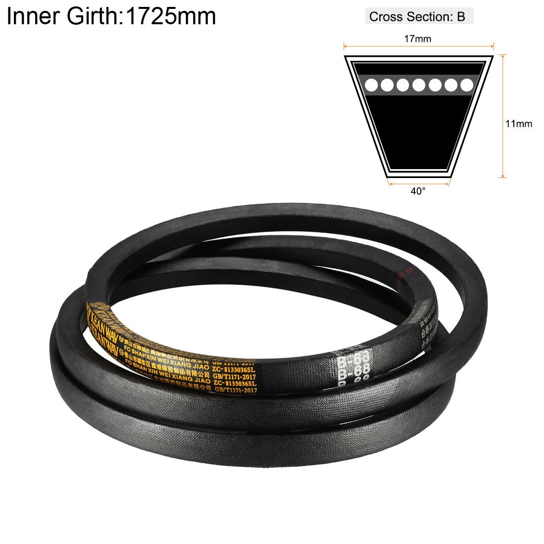 uxcell B-68 V-Belts 68" Inner Length, B-Section Rubber Drive Belt