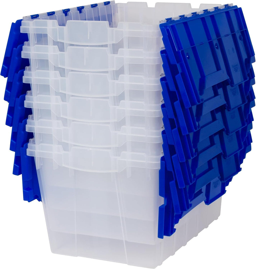 66486 12 Gallon Plastic Stackable Storage KeepBox Tote Container with Attached Hinged Lid, 21-1/2-Inch x 15-Inch x