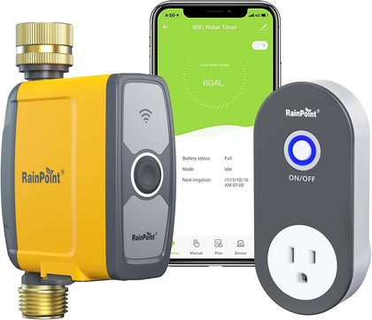 WiFi Water Timer, Smart Hose Timer for Garden Hose, WiFi Irrigation Controller, Smart Sprinkler System Valve, APP &