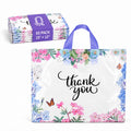 Thank You Bags With Soft Loop Handle for Business Retail, Boutique Bulk 50 Pack 15" W x 12" H Floral Plastic Shopping