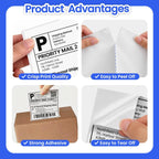 4x6 Fanfold Thermal Shipping Labels, BPA & BPS Free,1000 Labels