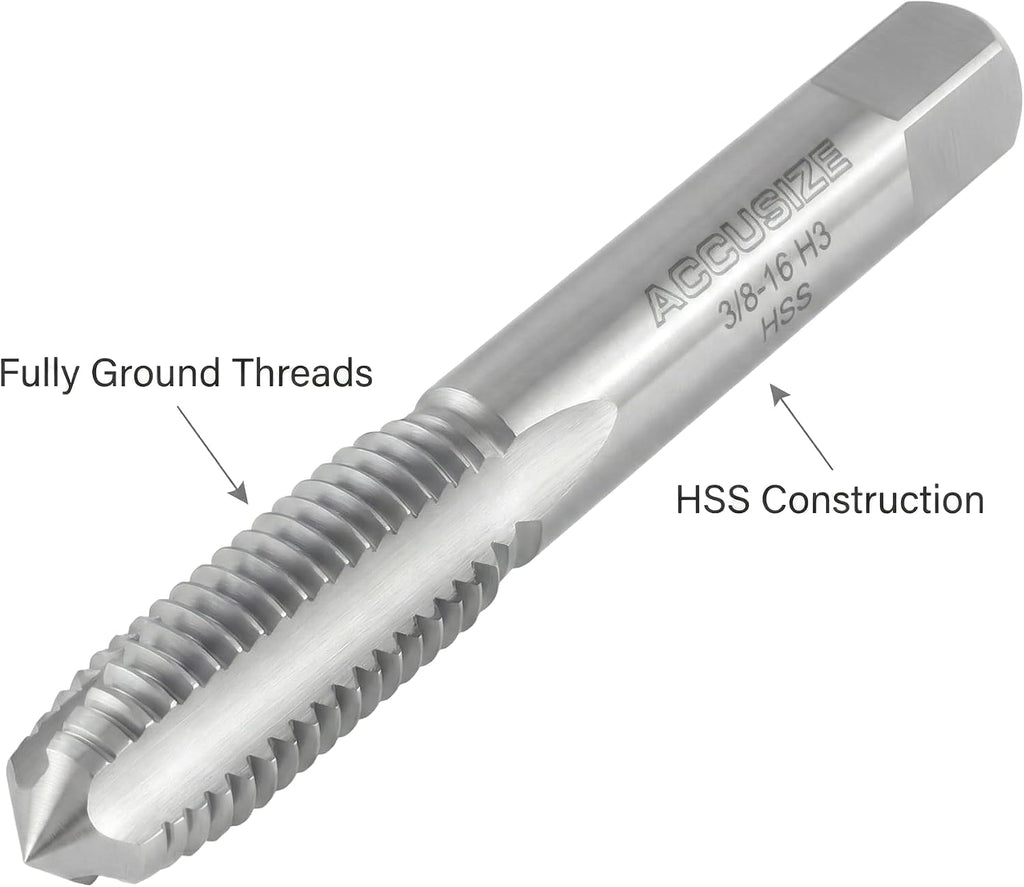 Accusize Industrial Tools Spiral Point Tap, 3/8-16NC, SPT-3/8-16x5
