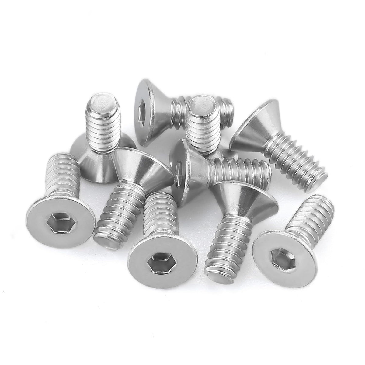 #10-32 x 1/2" Flat Countersunk Head Socket Cap Screws, 304 Stainless Steel 18-8 SS, Full Machine Thread Coverage, Allen Hex Drive, 50 PCS