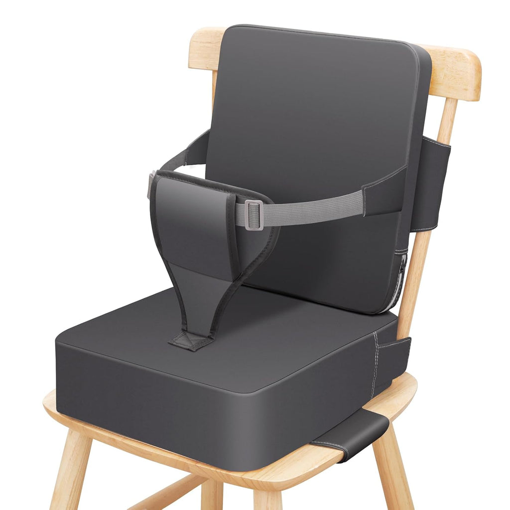 Toddler Booster Seat for Dining Table, Non-Slip Kitchen Chair Booster Seat with Backrest and Adjustable Straps