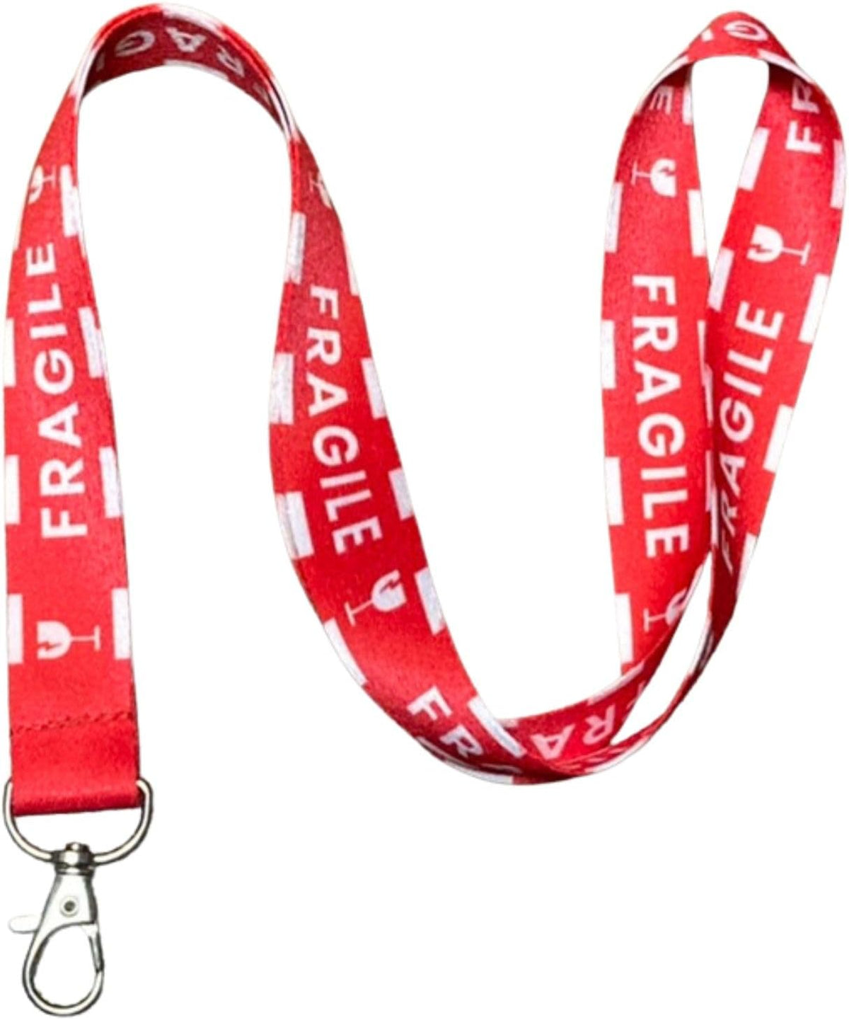 Caution Tape FRAGILE Lanyard Keychain ID Badge Holder