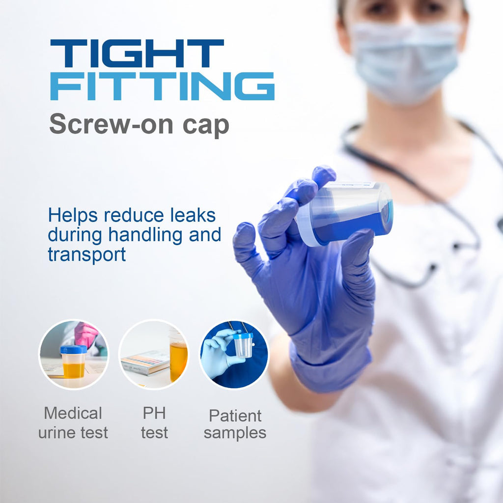LabChoice Specimen Containers for Urine Sample Collection - 4 oz - Sterile - Tamper-Evident Seal with Writing Label