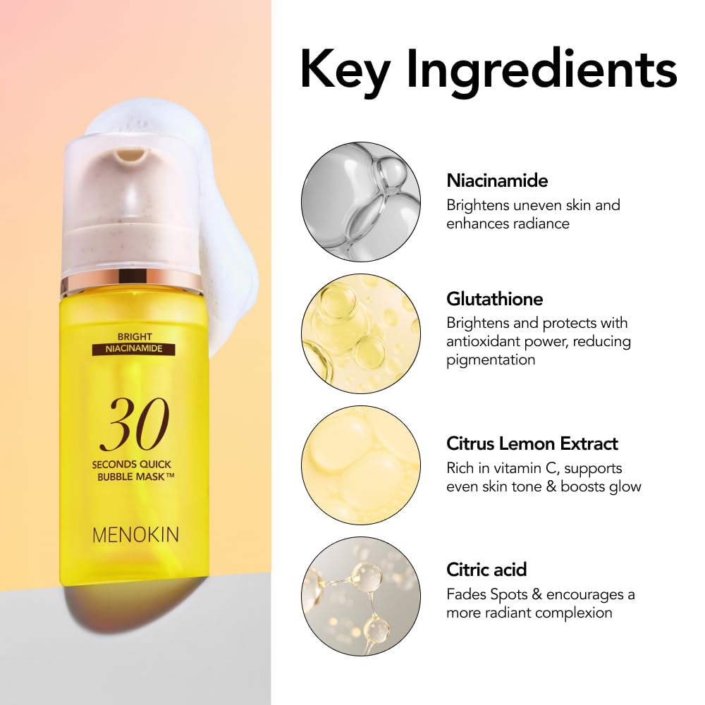 30 Seconds Bubble Mask BRIGHT, Niacinamide Face Mask, 2.36 fl oz