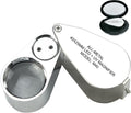 40X Jewelers Loupe with Light, UV Lighted Magnifying Glass Eye Loop, LED Illuminated Metal Pocket Magnifier for