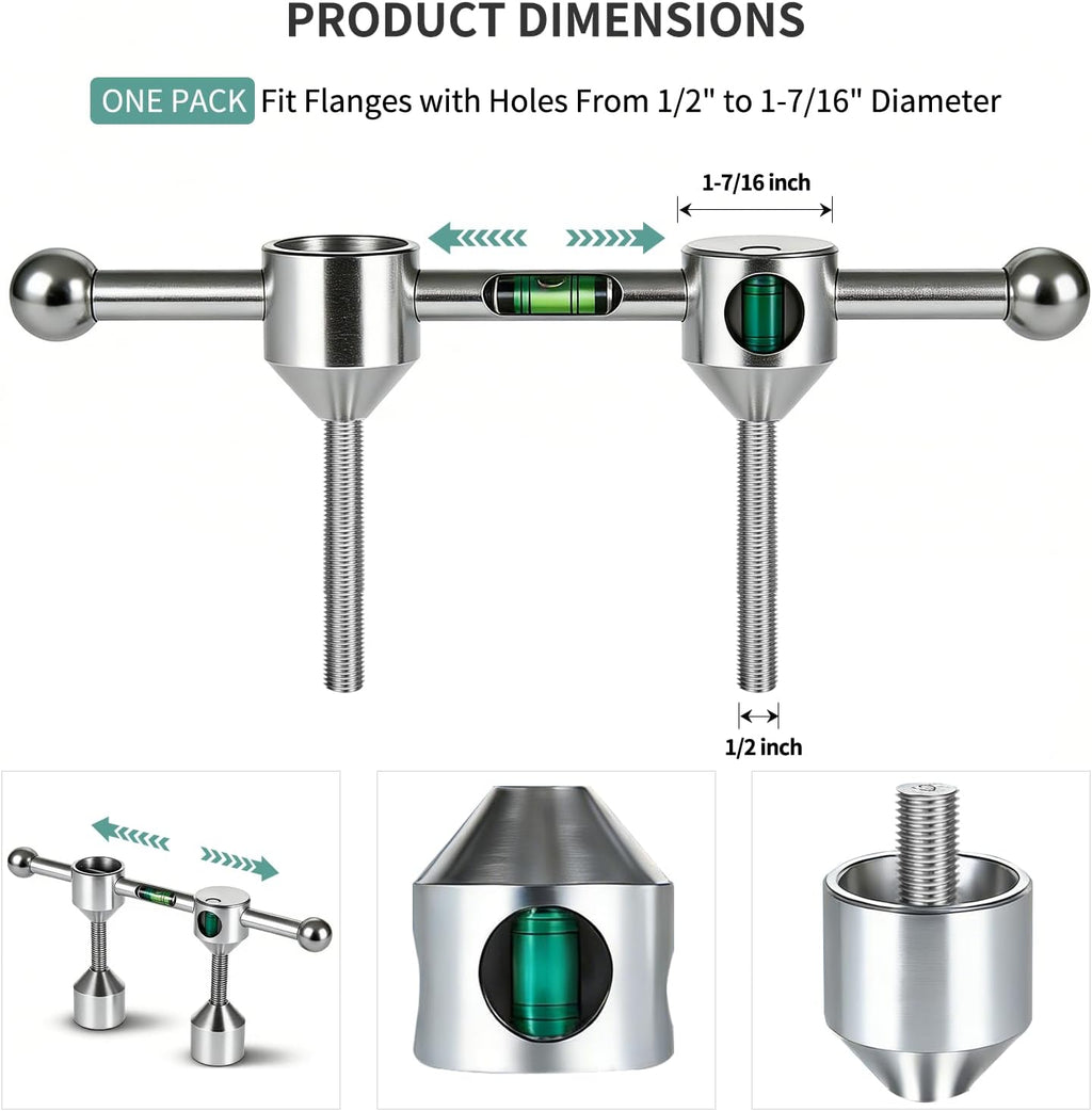 Flange Aligner for Threaded Pipe - Fits Flanges with 1/2” to 1-7/16” Diameter Holes, Pipe Flange Leveler