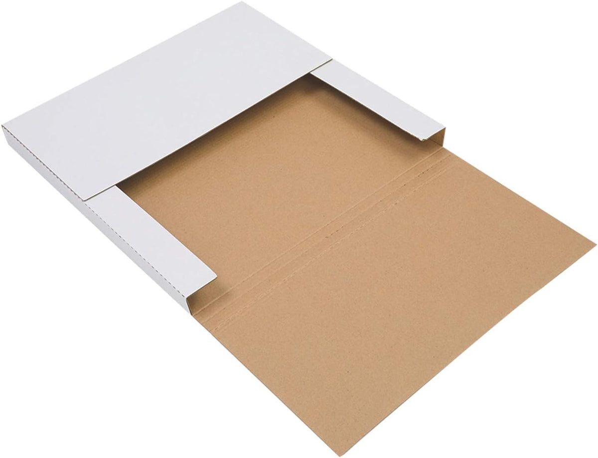 White LP Mailers 13x13x1 Inch Album Shipping Boxes, Easy-Fold, Multi-Depth Corrugated Cardboard Boxes w/Fragile