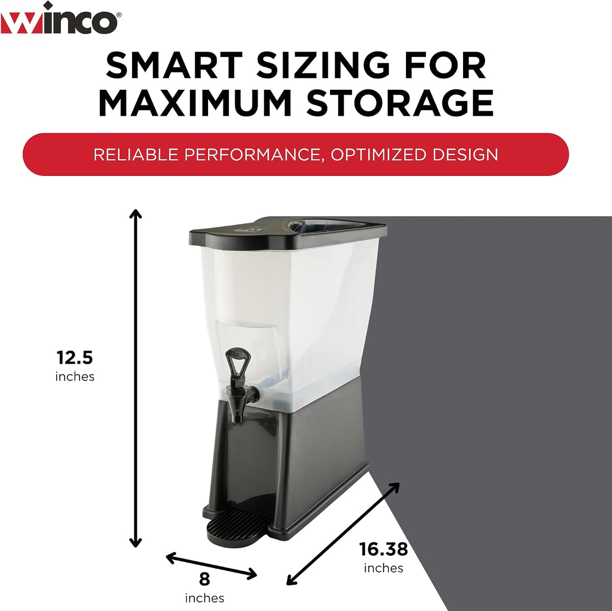 3 Gallon Slim Plastic Beverage Dispenser with Base