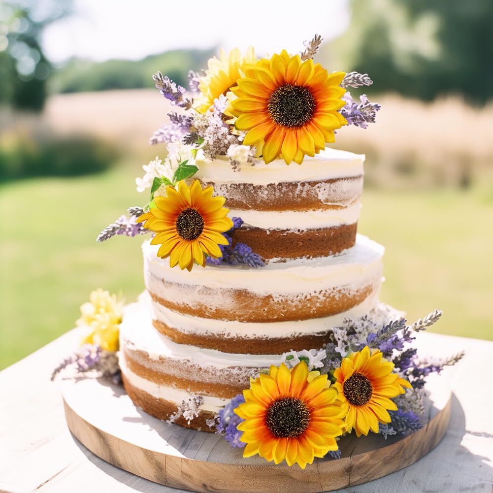 10 Pcs Artificial Sunflowers, Single Stem, for Fall Bouquet