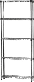 Shelving Inc. 8" d x 30" w x 96" h Chrome Wire Shelving with 5 Tier Shelves