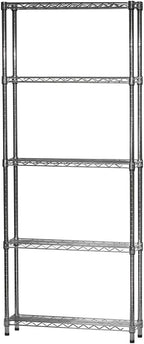 Shelving Inc. 8" d x 30" w x 96" h Chrome Wire Shelving with 5 Tier Shelves