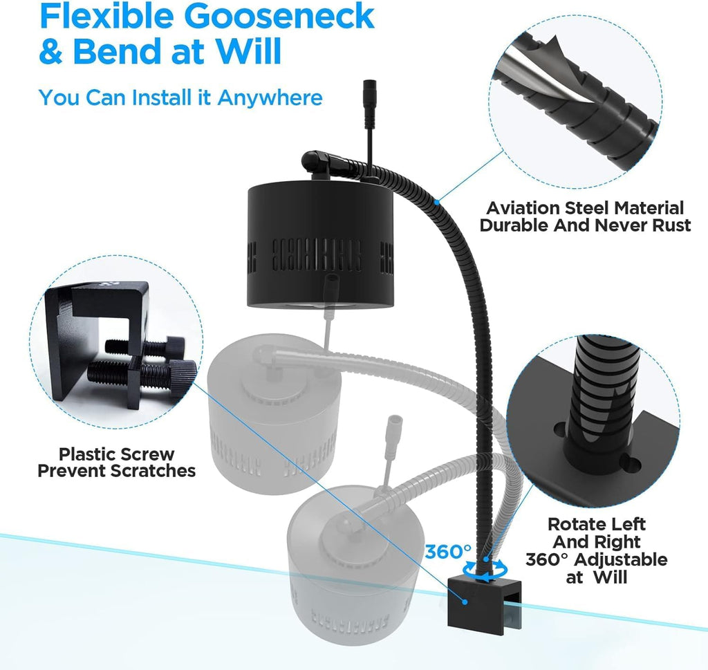 80W LED Aquarium Light with Dimmer Remote, Full Spectrum Planted Tank Light for Freshwater Aquarium, Clip-On Fish