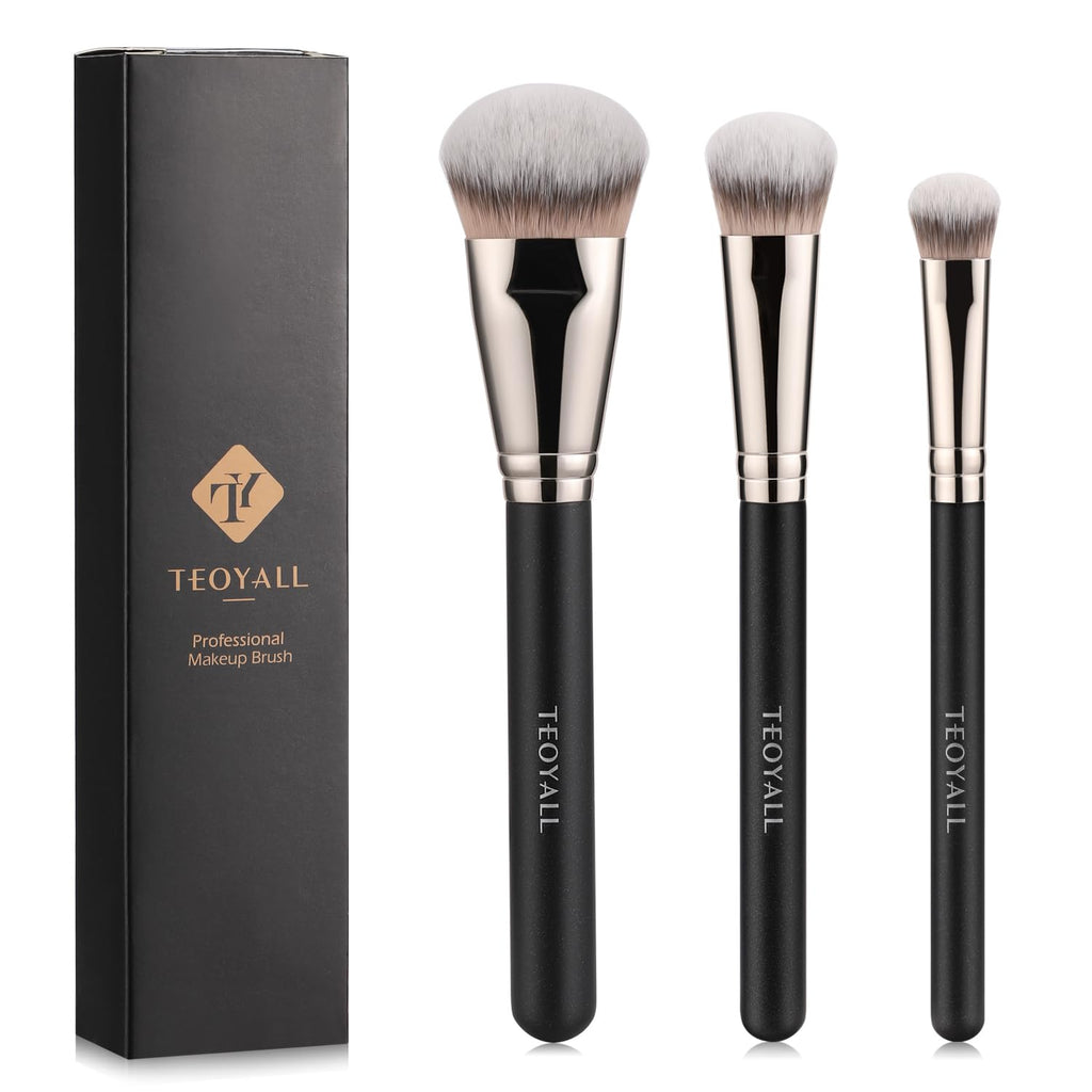 3Pcs Foundation Concealer Highlight Brush, Cat Paw Under Eye Brush | Large buffs foundation, blends contours, sweeps