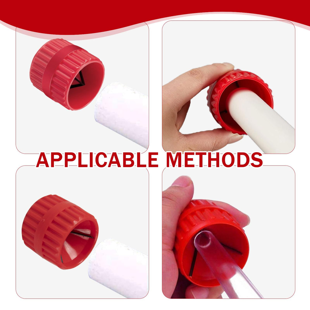 Pipe Reamer Deburring Tool, Inner & Outer for Copper PVC Brass Tubes Red