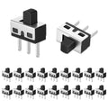 18 Pcs Mini Slide Switch 5mm High Knob Vertical Micro Switches 3 Pin 2 Position 1P2T SPDT Toggle Switch Vertical Panel Mount SS12D10