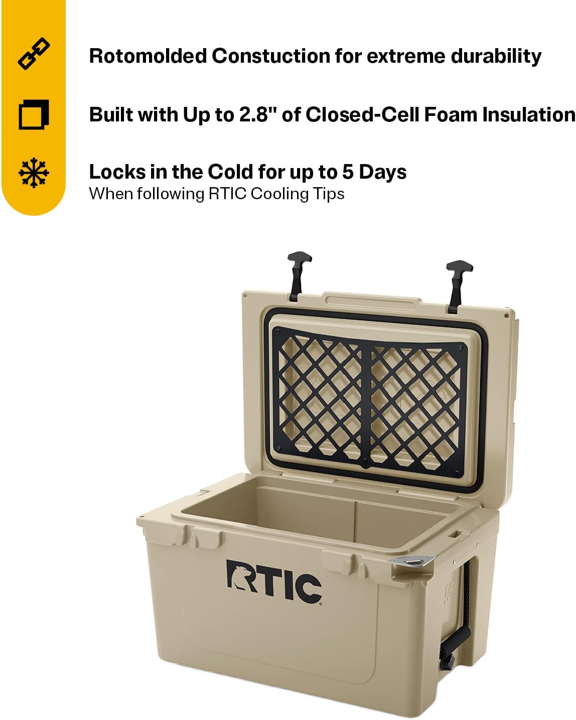 45 QT Ultra-Tough Hard Cooler | Portable Hard Ice Chest Box for Beach, Drinks, Camping, Picnic, Fishing, Boat and