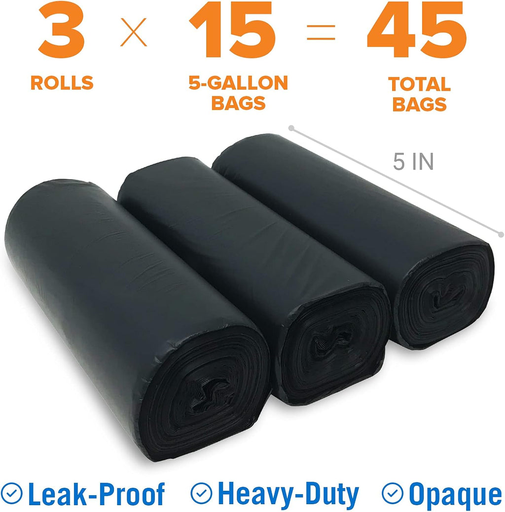 45 Portable Toilet Bags, Plant Based 8 Gallon for 5 Gallon Buckets Human | Waste Bags for Camping, Boating, Car and