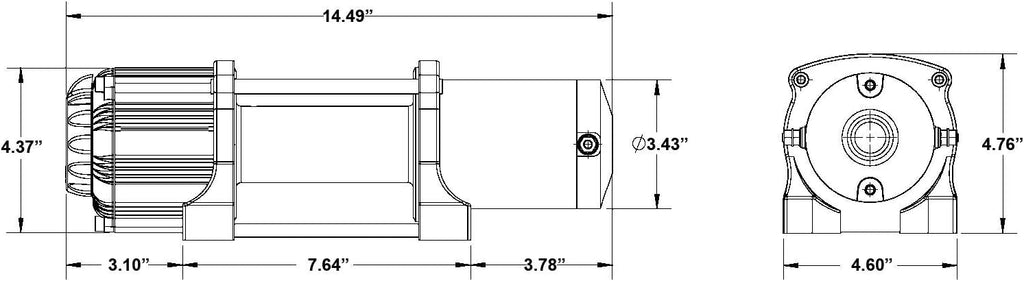 4500 lb Black Ops Winch with Heavy Duty Winch Mounting Plate for 2011-2014 Polaris RZR XP 900 / RZR XP 4 900 |