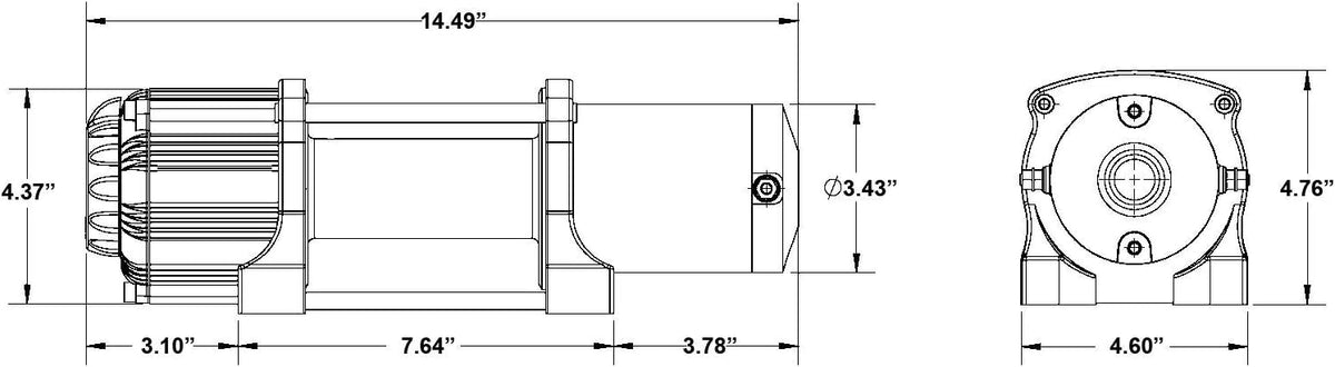 4500 lb Black Ops Winch with Heavy Duty Winch Mounting Plate for 2011-2014 Polaris RZR XP 900 / RZR XP 4 900 |